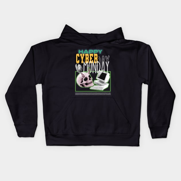 Happy Cyber Monday Retro Style Kids Hoodie by Mandegraph